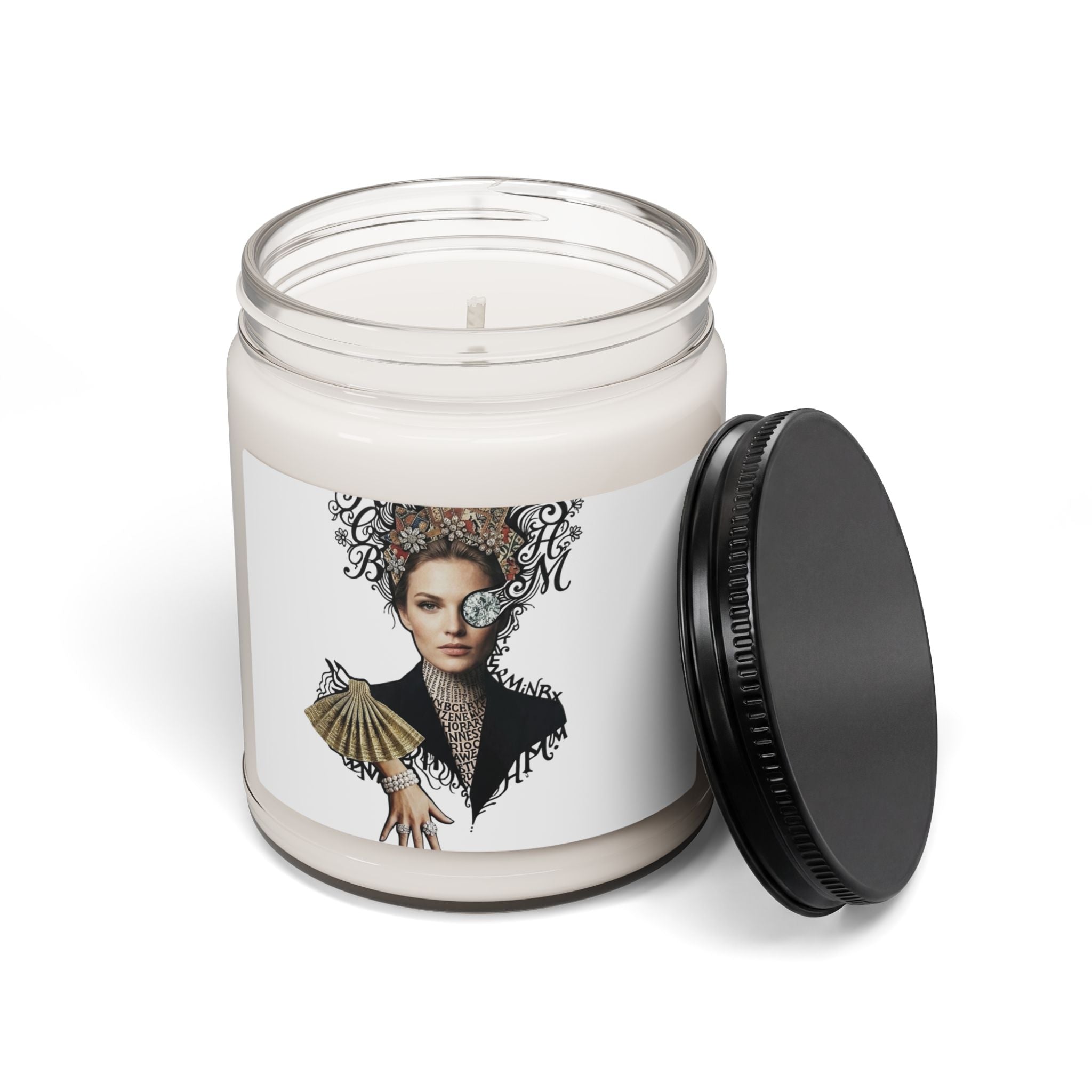 Art Portrait Soy Candle — 9oz Scented Jar Candle with Victorian Femme Illustration