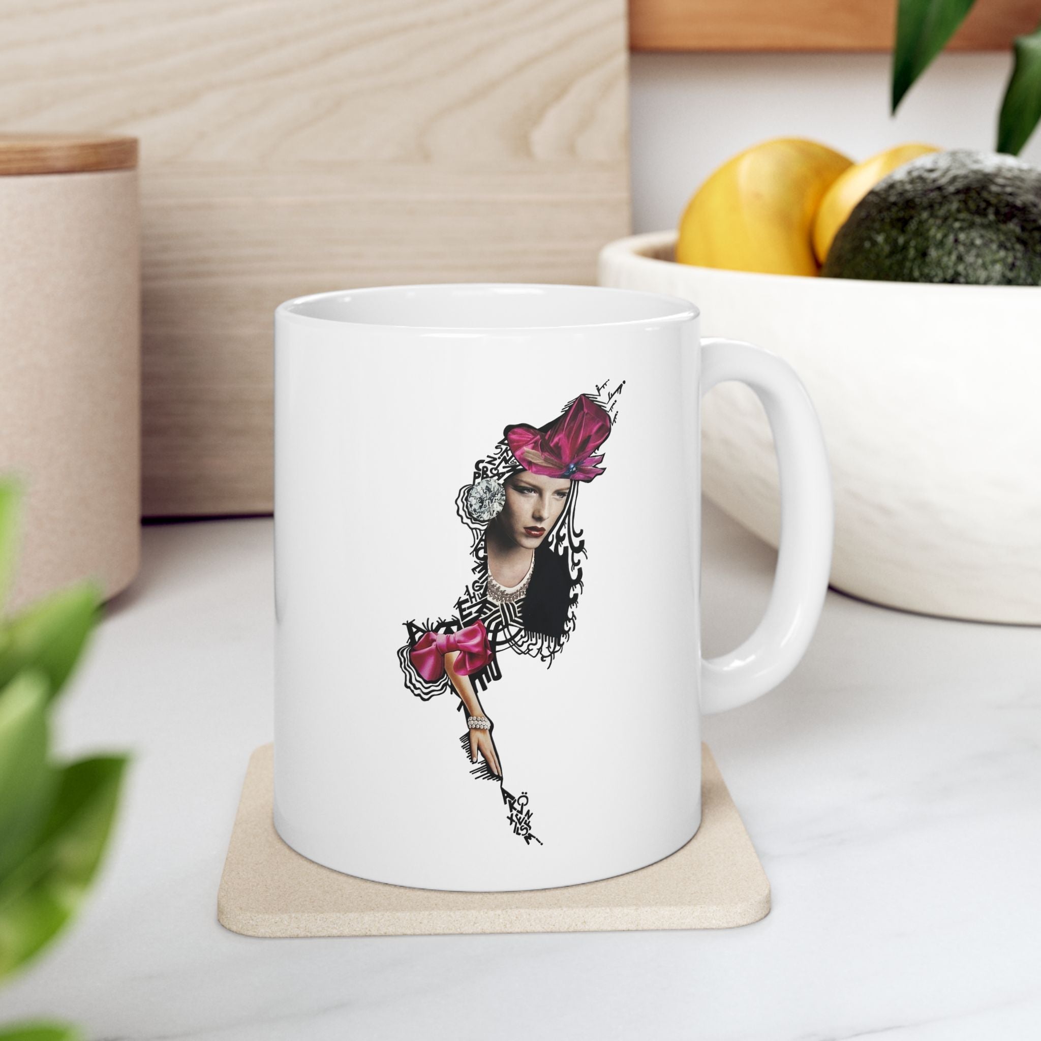 Rose Skeleton Illustration Mug | Floral Bone Anatomy Ceramic Mug