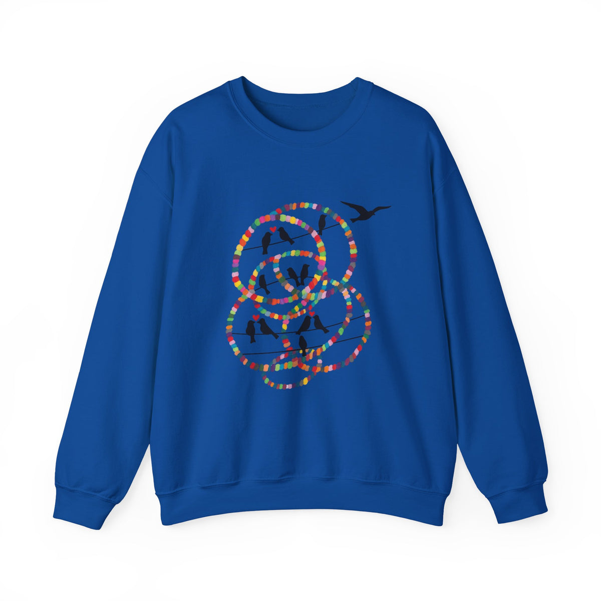 Colorful Hoop Birds sweatshirt | Minimal Circles Bird Silhouette Crewneck