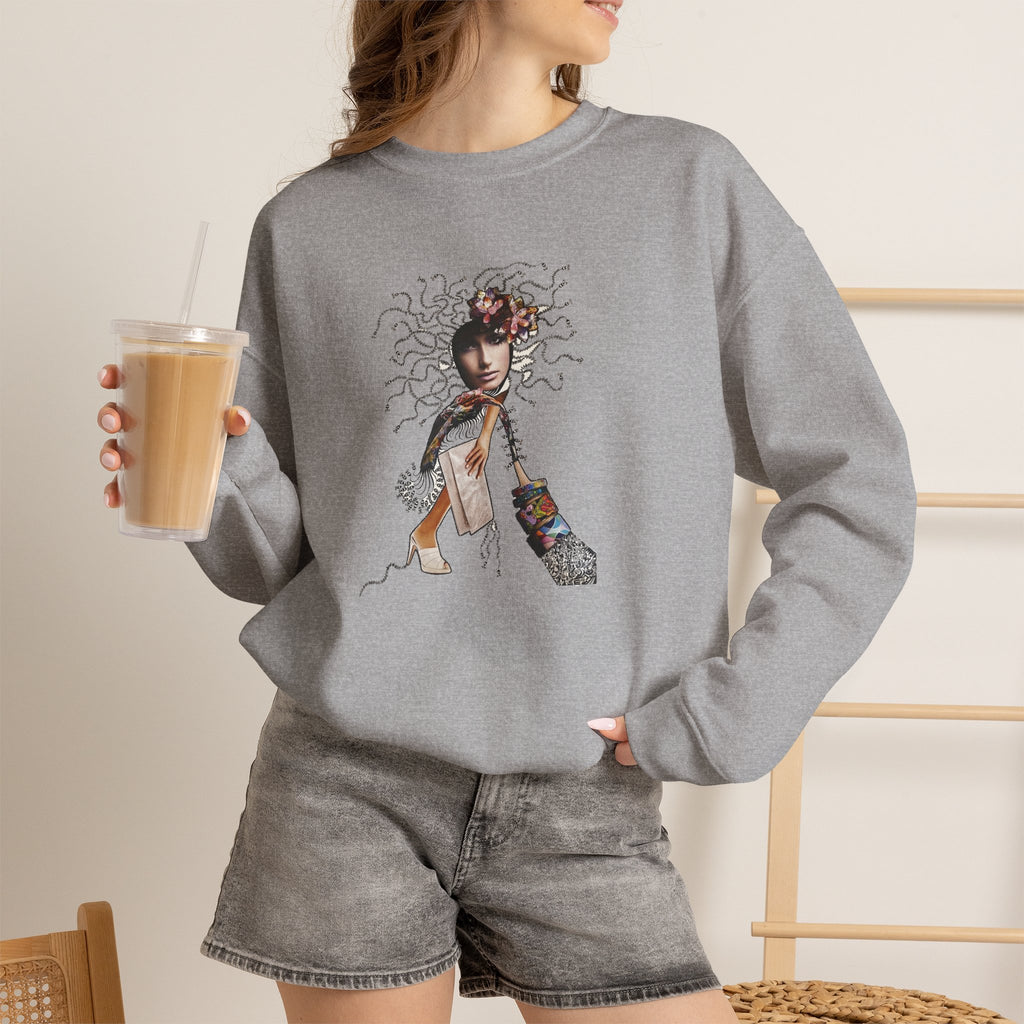 Medusa Goddess Crewneck Sweatshirt — Mythic Floral Medusa Design