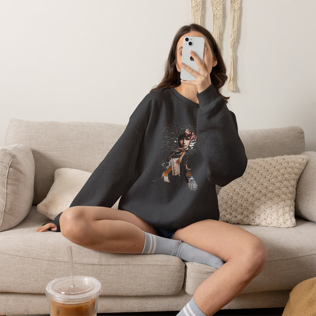 Medusa Goddess Crewneck Sweatshirt — Mythic Floral Medusa Design