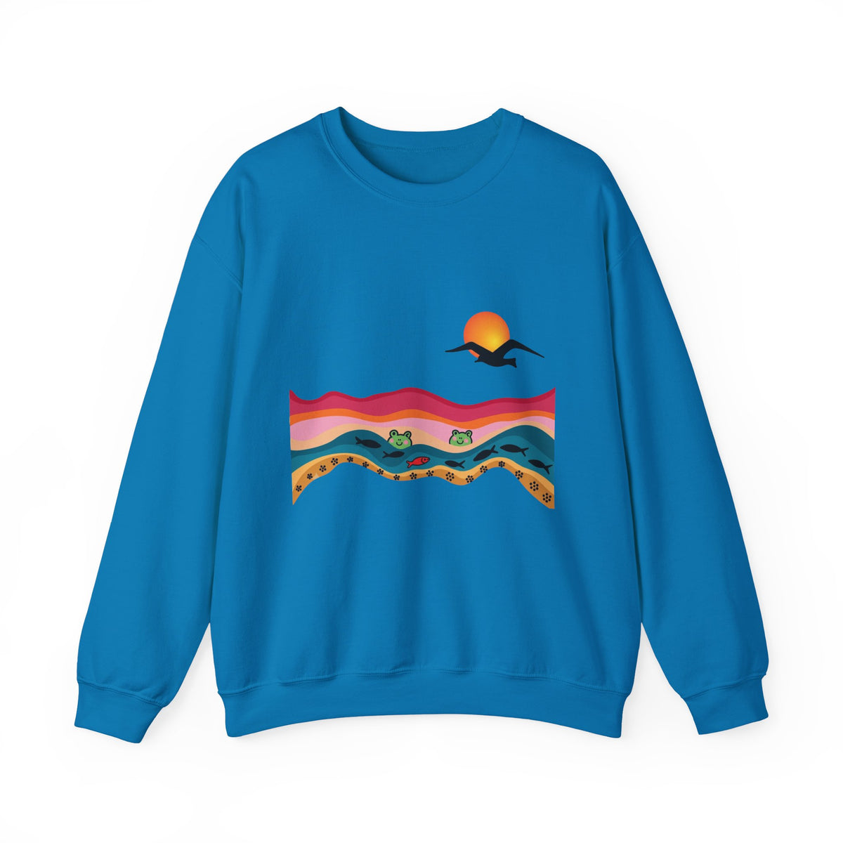 Desert Sunset Landscape Sweatshirt | Sunset Dunes with Road and Bird