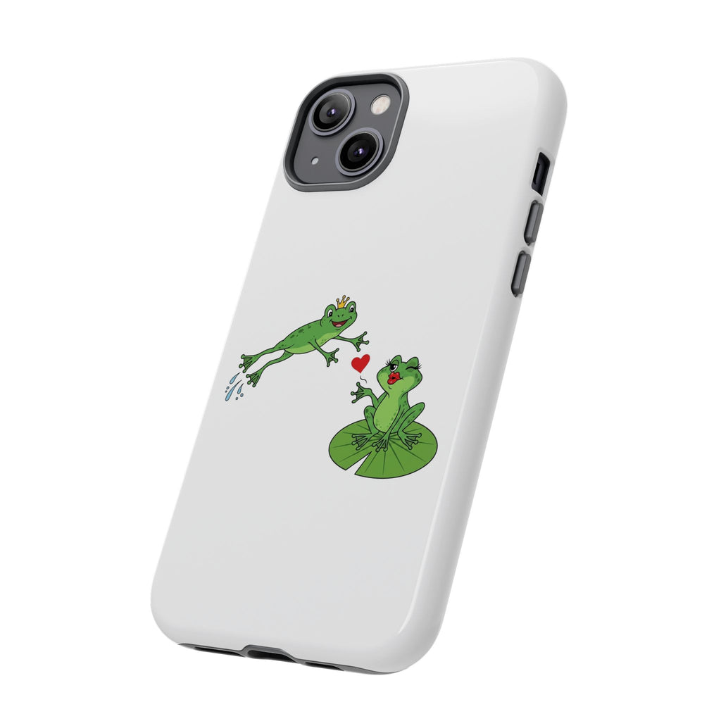Kissing Frog Illustration Tough Phone Case | Cute Lily Pad Love Design