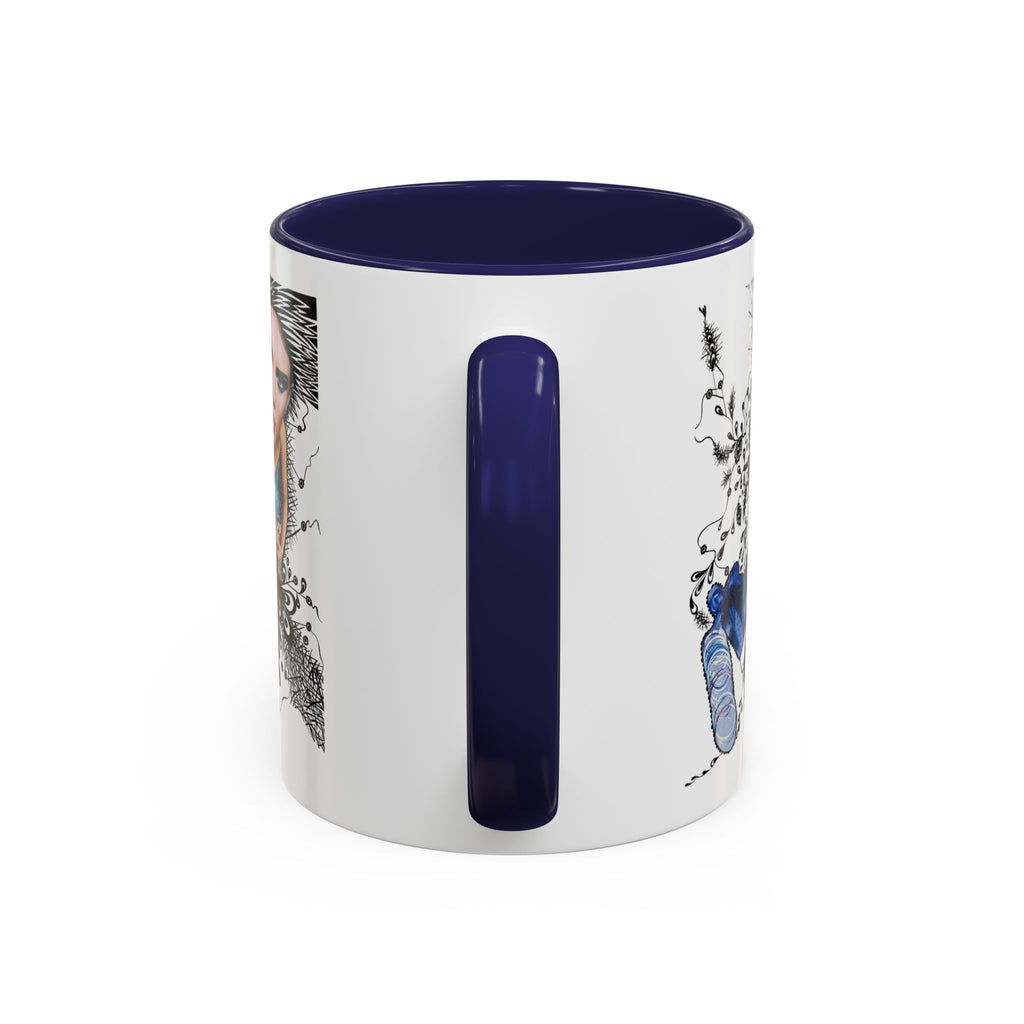 Fashion Illustration Girl Mug | Accent Coffee Mug, Black Handle