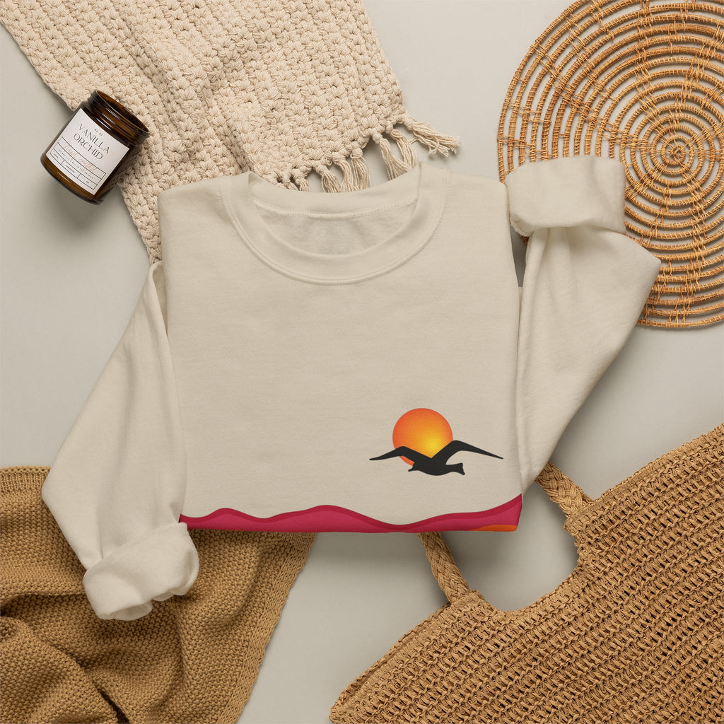 Desert Sunset Landscape Sweatshirt | Sunset Dunes with Road and Bird
