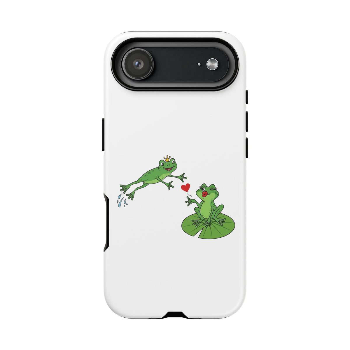 Kissing Frog Illustration Tough Phone Case | Cute Lily Pad Love Design