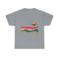 Sunset Desert Waves Tee | Vibrant Southwestern Landscape, Bird Silhouette