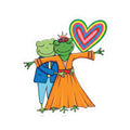 Frog Couple Dance Kiss-Cut Sticker — Colorful LGBTQ+ Pride Heart Decal