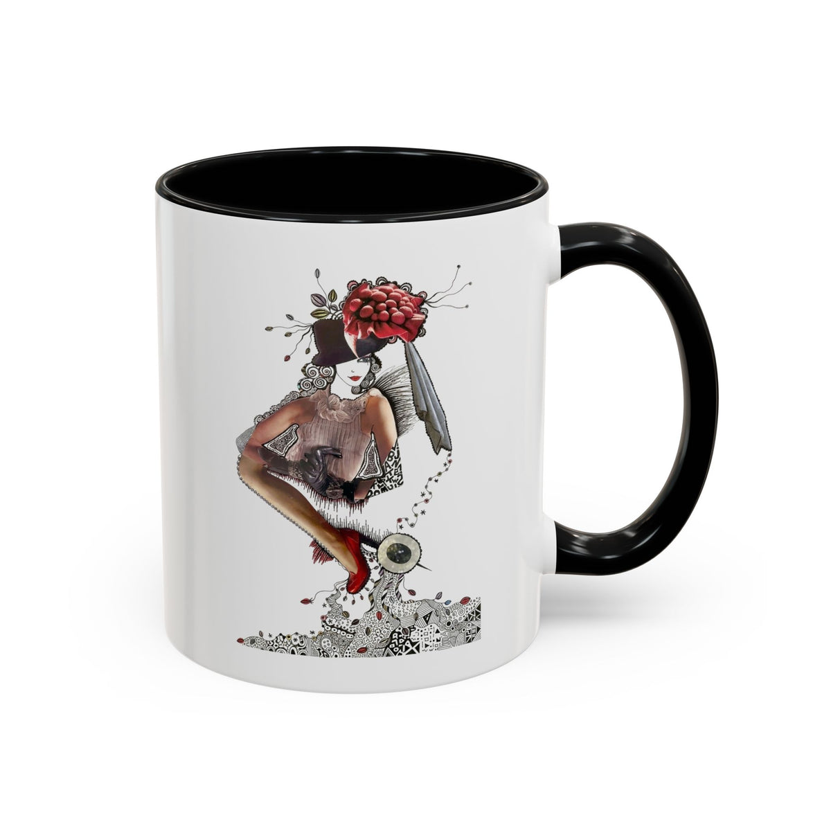 Floral Skull Pinup Mug | Accent Coffee Mug