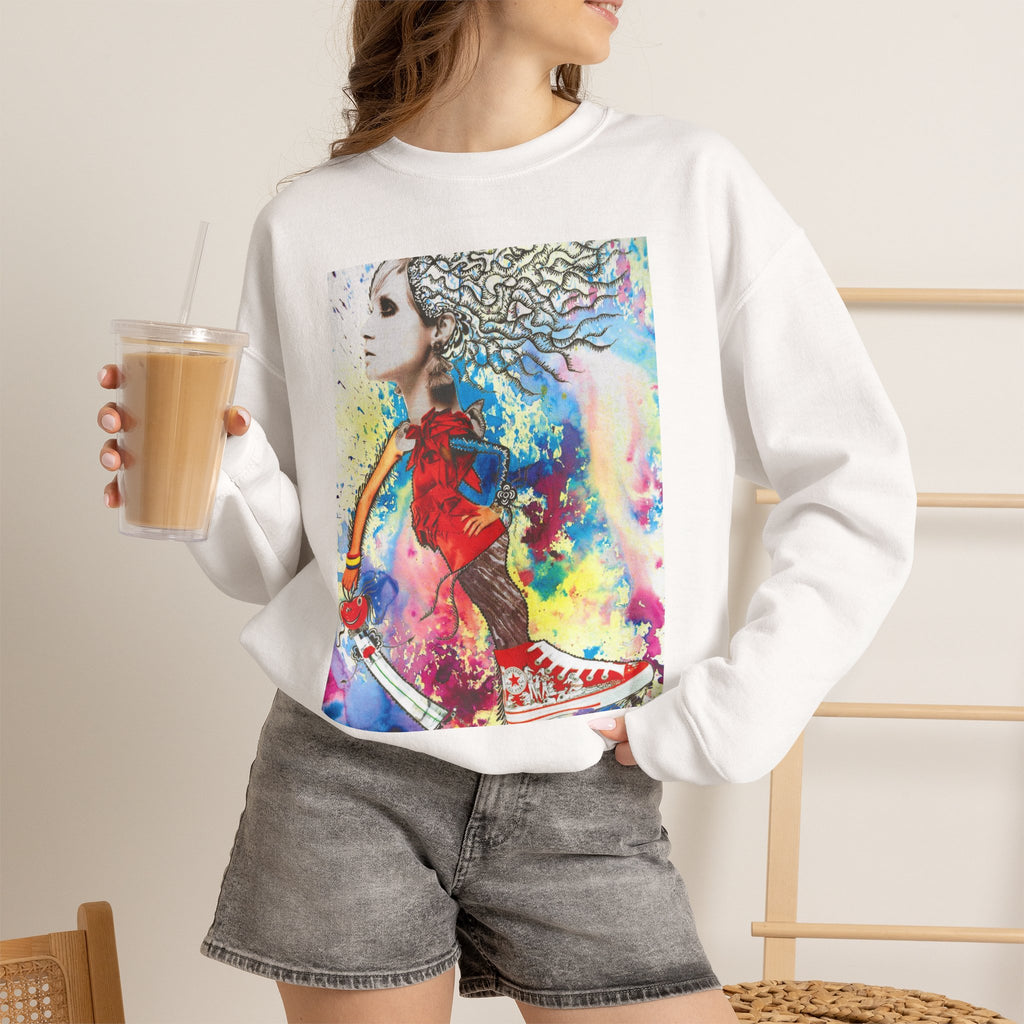Colorful Abstract Woman Portrait Sweatshirt | Psychedelic Paint Art