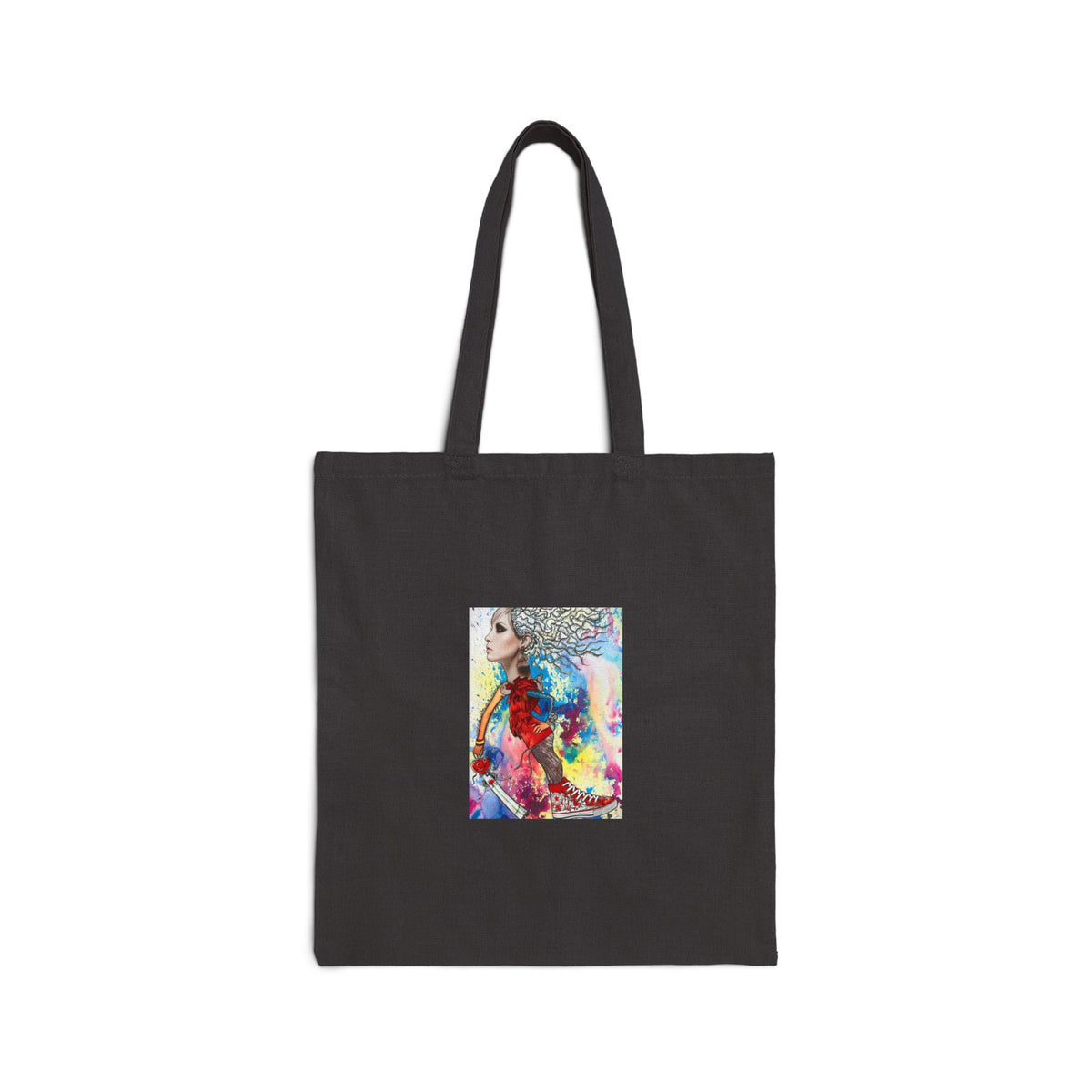 Colorful Abstract Woman Art Tote — Cotton Canvas Shopping Bag