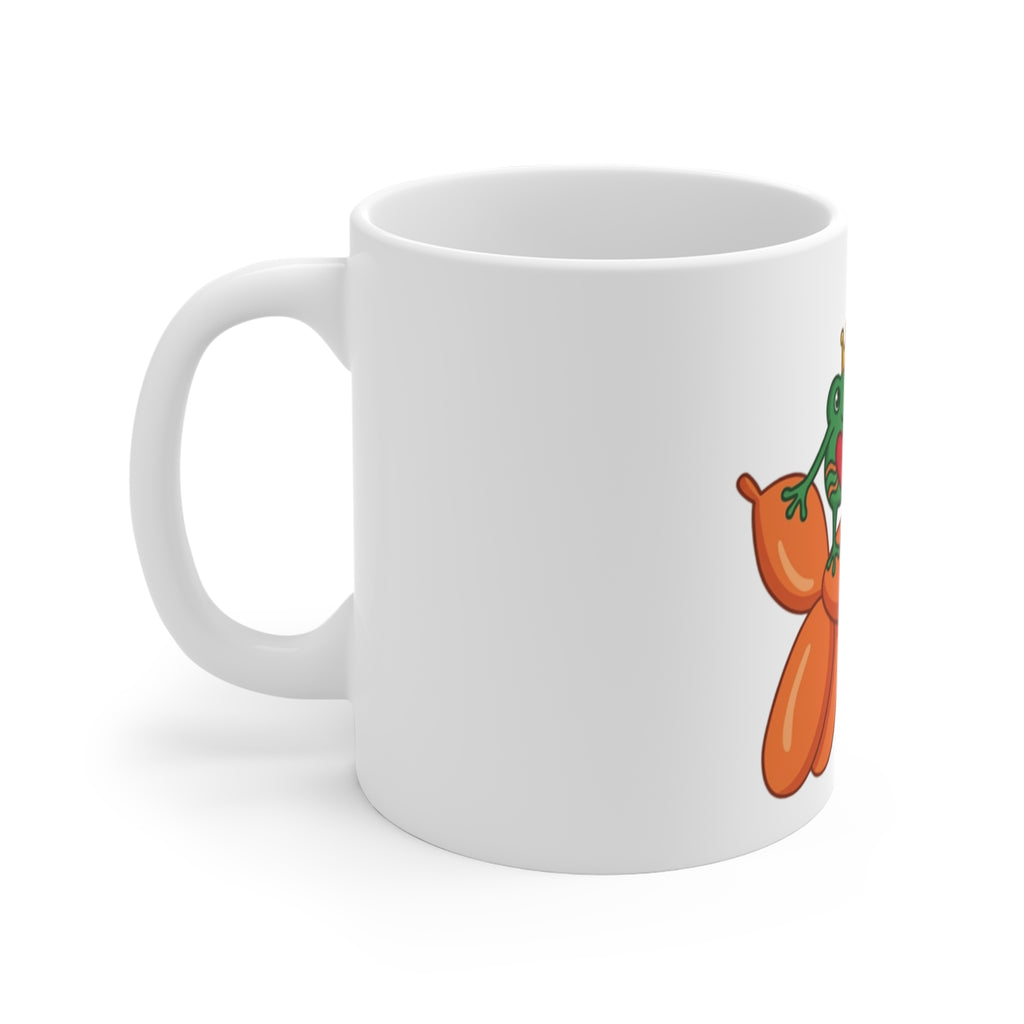 Frog Prince on Balloon Dog Mug | Cute Cartoon Heart Crown