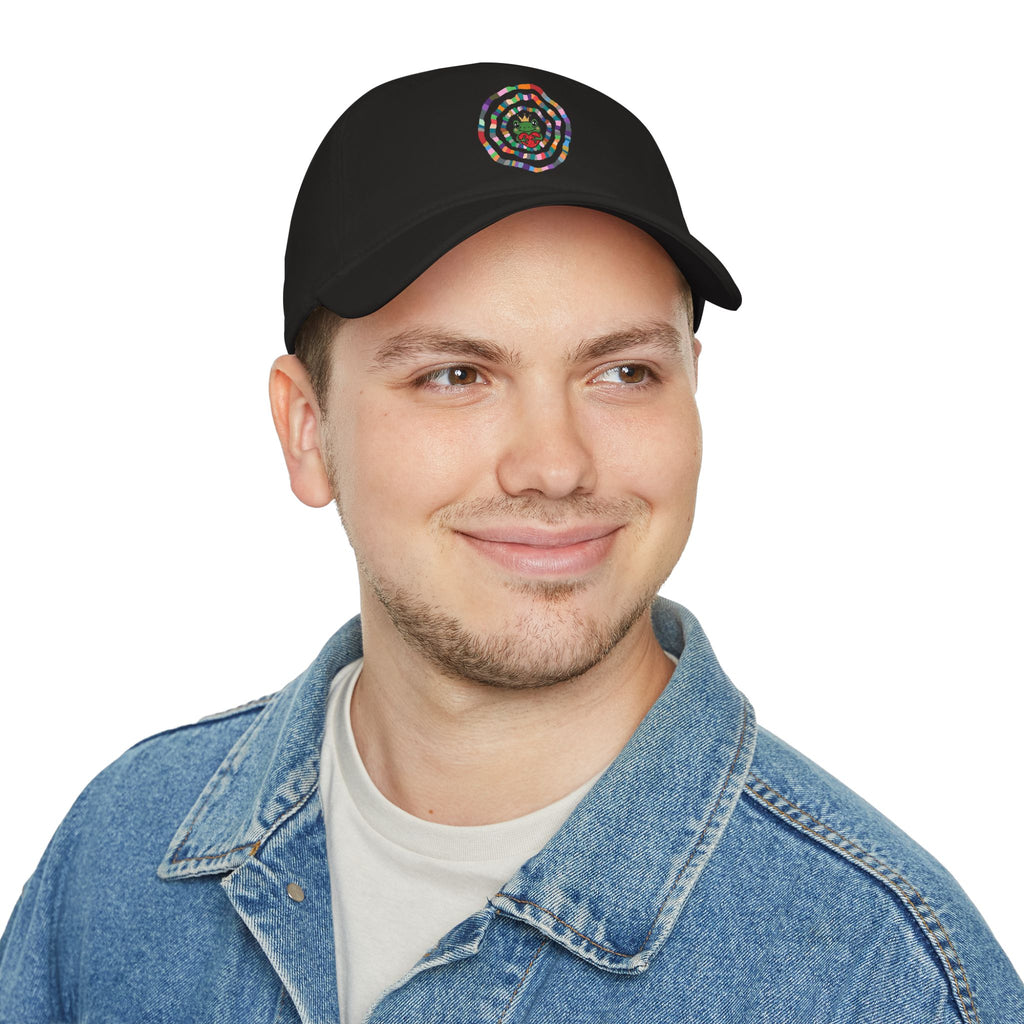 Colorful Spiral Sunflower Cap | Red Low Profile Baseball Cap