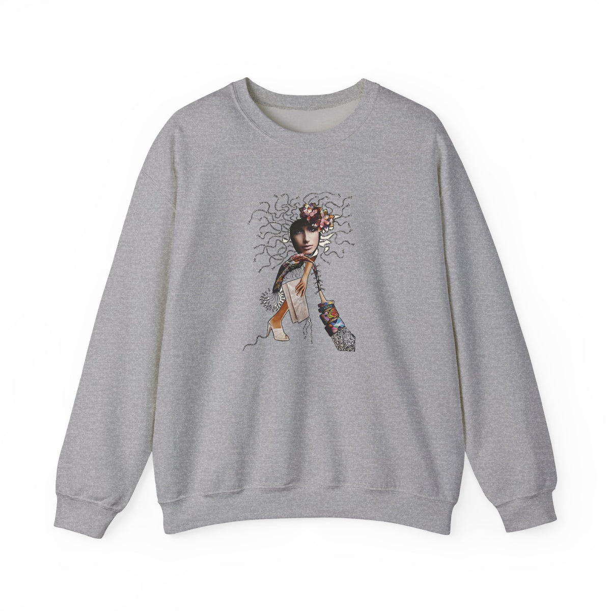 Medusa Goddess Crewneck Sweatshirt — Mythic Floral Medusa Design