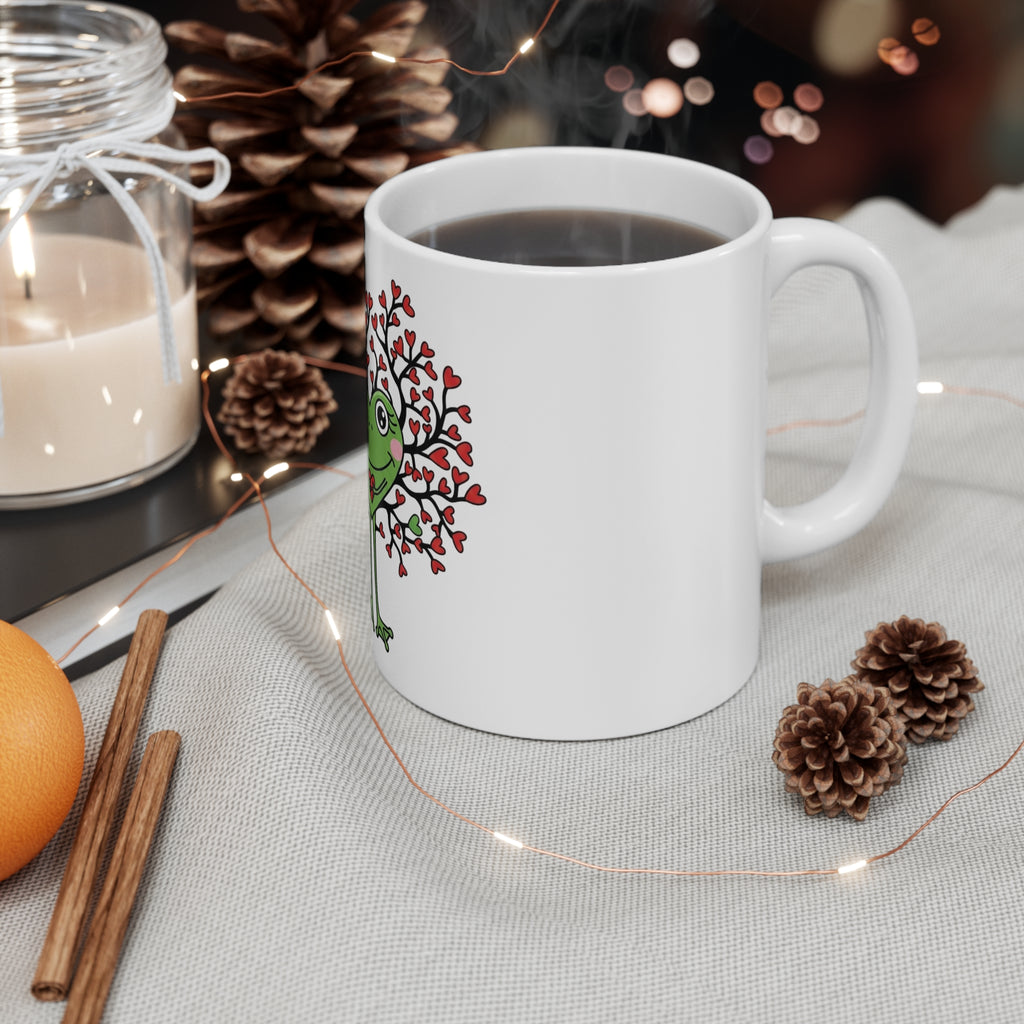 Heart Tree Frog Mug | Cute Green Frog with Heart-Shaped Branches