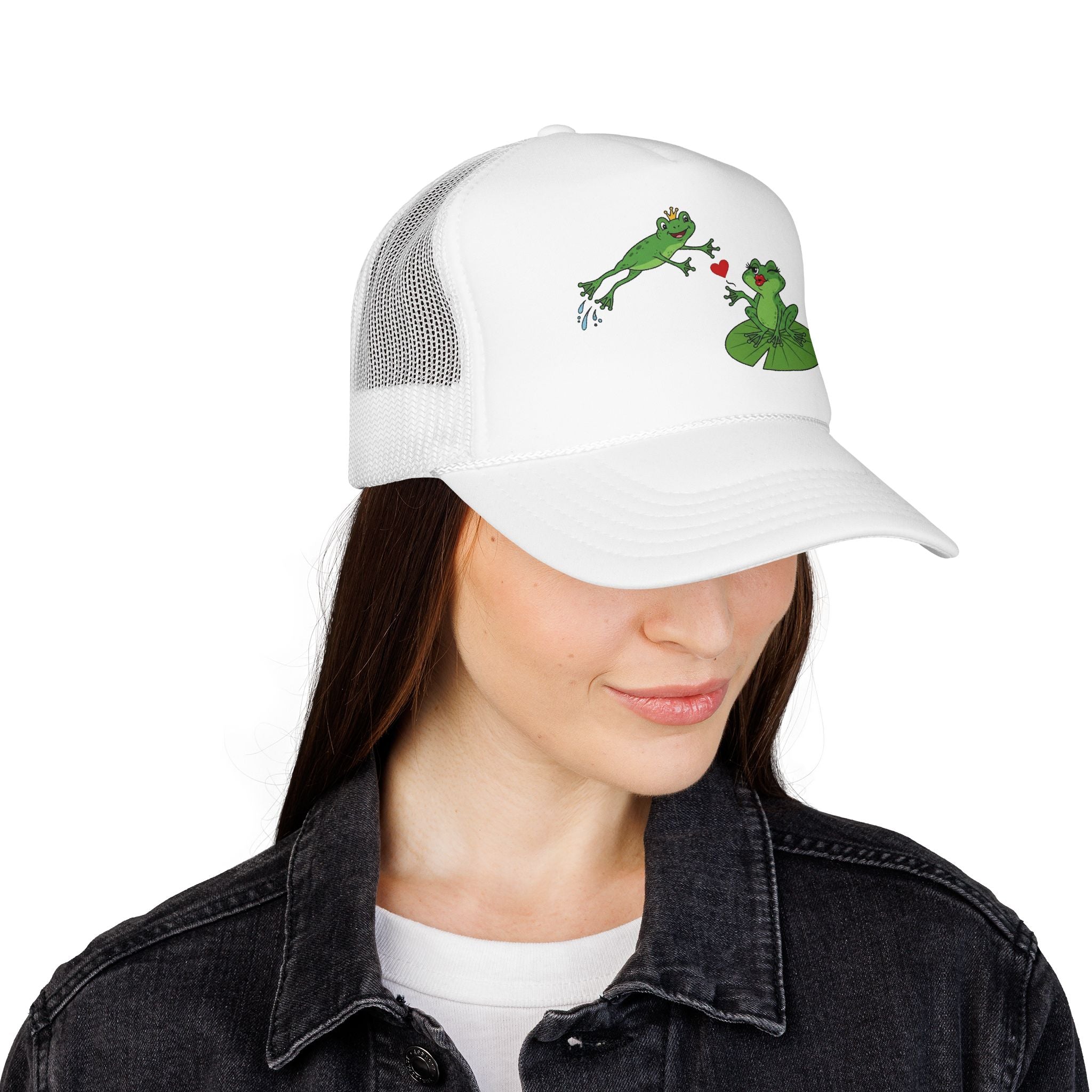 Kissing Frogs Foam Trucker Hat | Frog Prince, Lily Pad Love