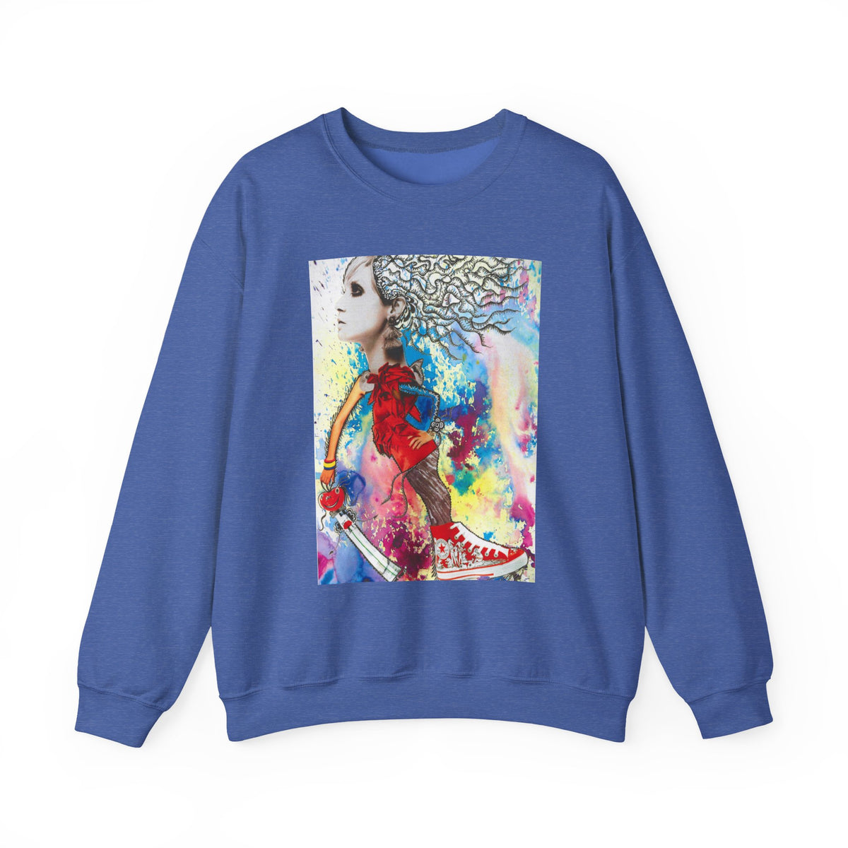 Colorful Abstract Woman Portrait Sweatshirt | Psychedelic Paint Art
