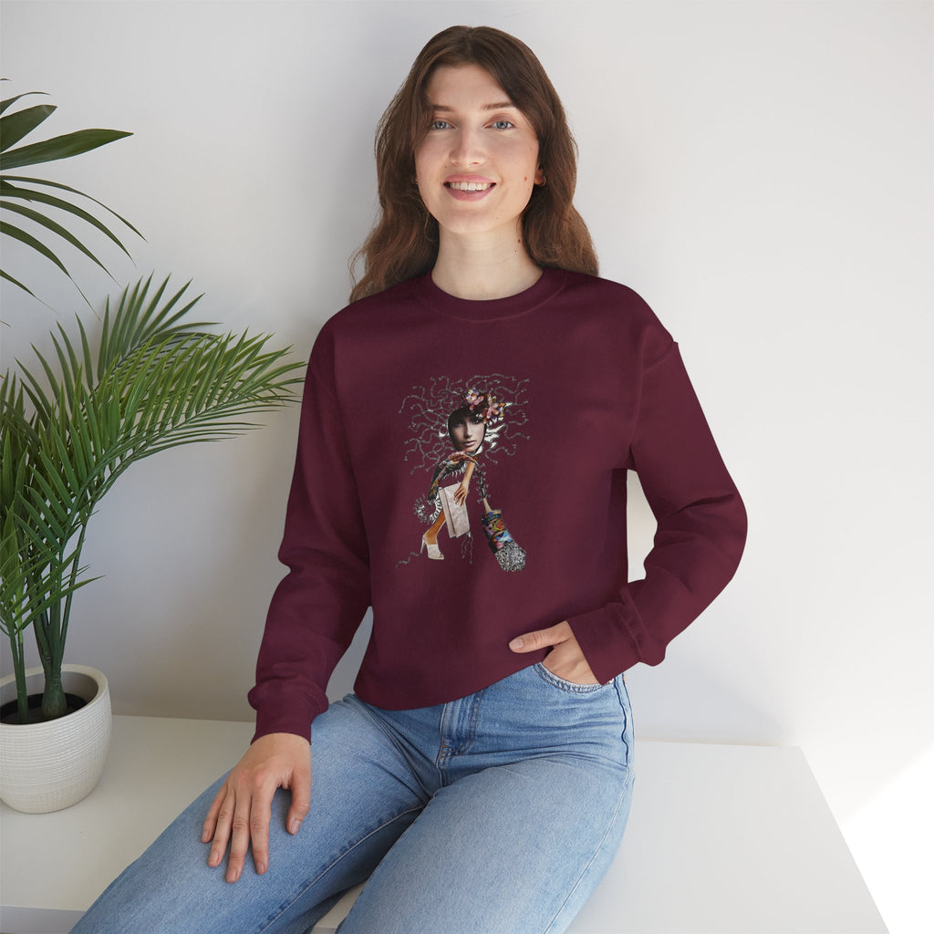 Medusa Goddess Crewneck Sweatshirt — Mythic Floral Medusa Design