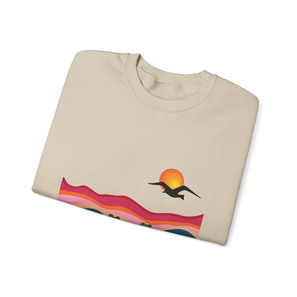 Desert Sunset Landscape Sweatshirt | Sunset Dunes with Road and Bird