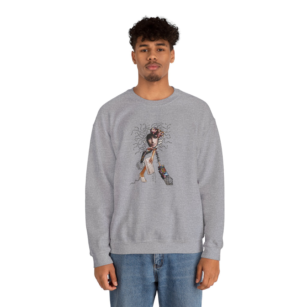 Medusa Goddess Crewneck Sweatshirt — Mythic Floral Medusa Design