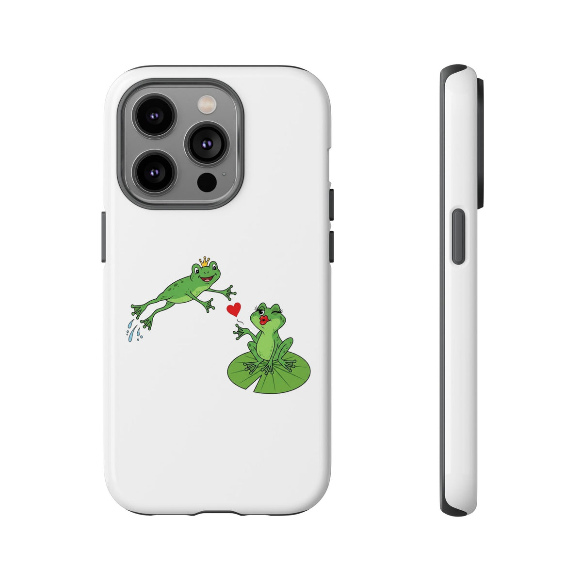 Kissing Frog Illustration Tough Phone Case | Cute Lily Pad Love Design