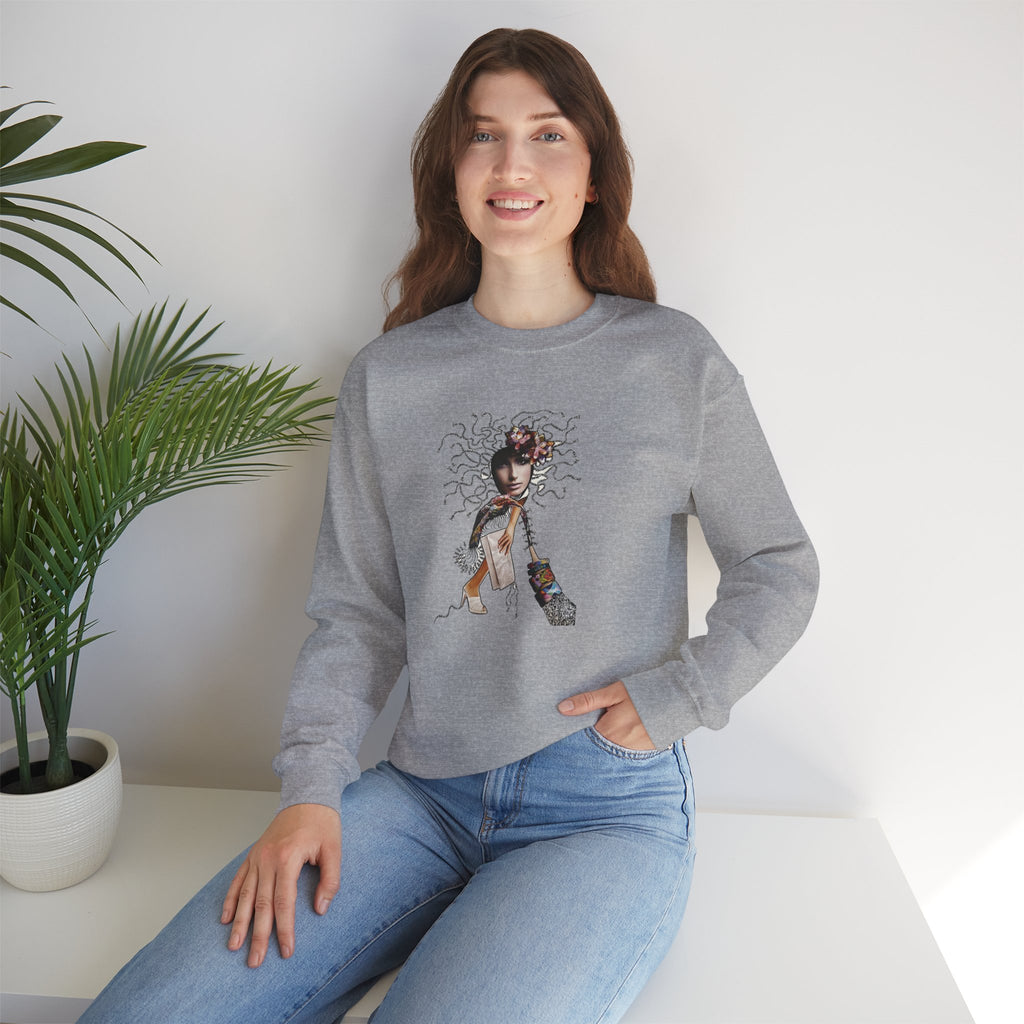 Medusa Goddess Crewneck Sweatshirt — Mythic Floral Medusa Design