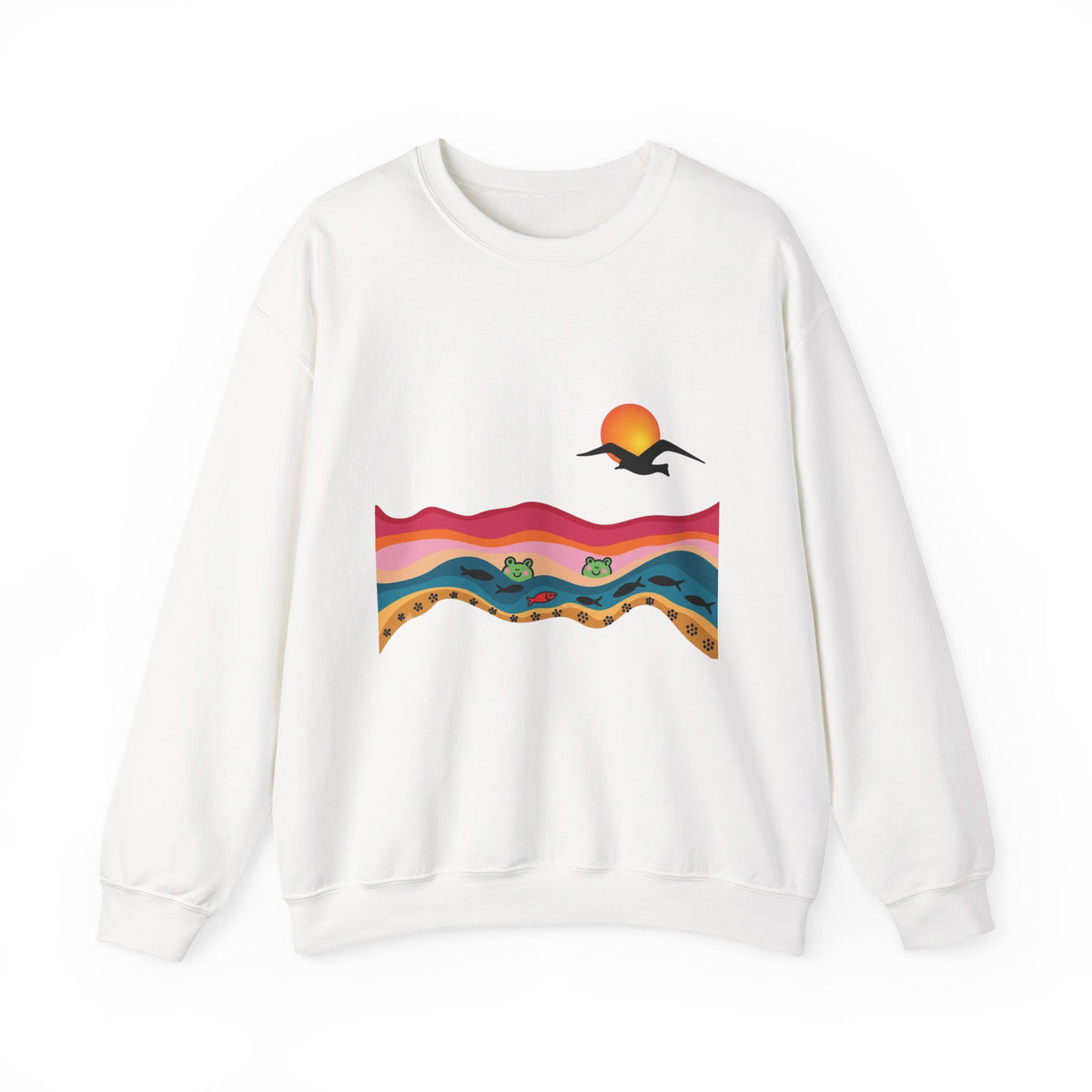 Desert Sunset Landscape Sweatshirt | Sunset Dunes with Road and Bird