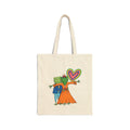 Canvas Tote Bag — Cute Frog Couple with Rainbow Heart Illustration