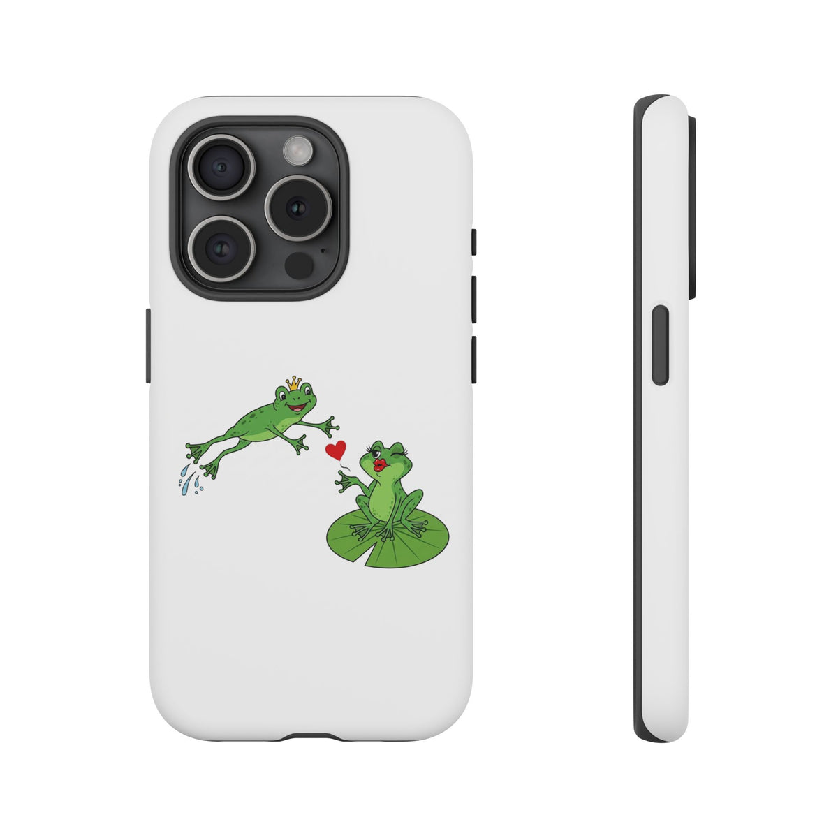 Kissing Frog Illustration Tough Phone Case | Cute Lily Pad Love Design