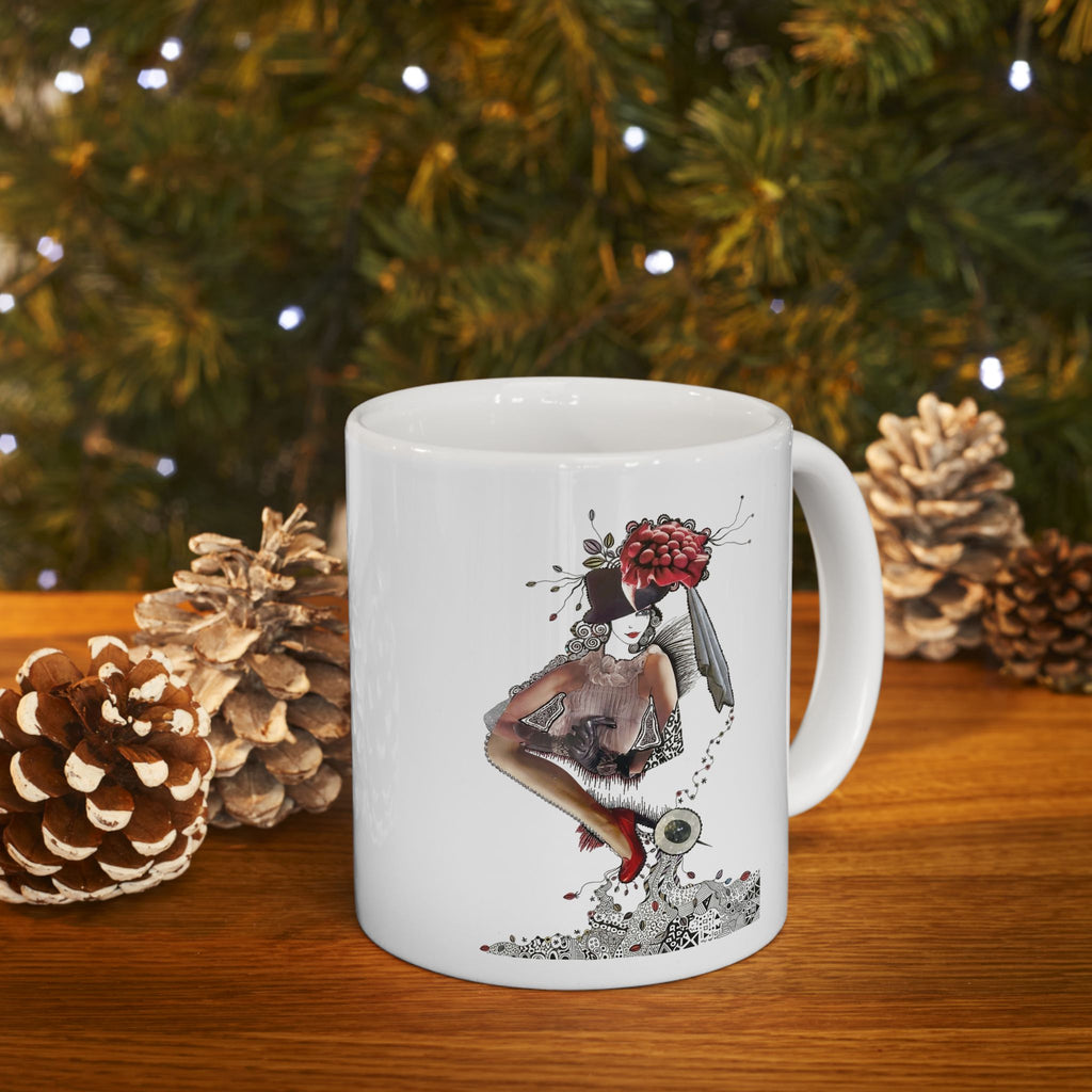 Floral Deer Illustration Mug | Ceramic Coffee Cup