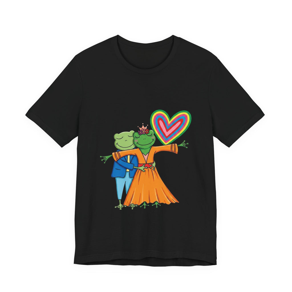 Frog Prince & Princess Couple Tee — Rainbow Heart Love T-Shirt