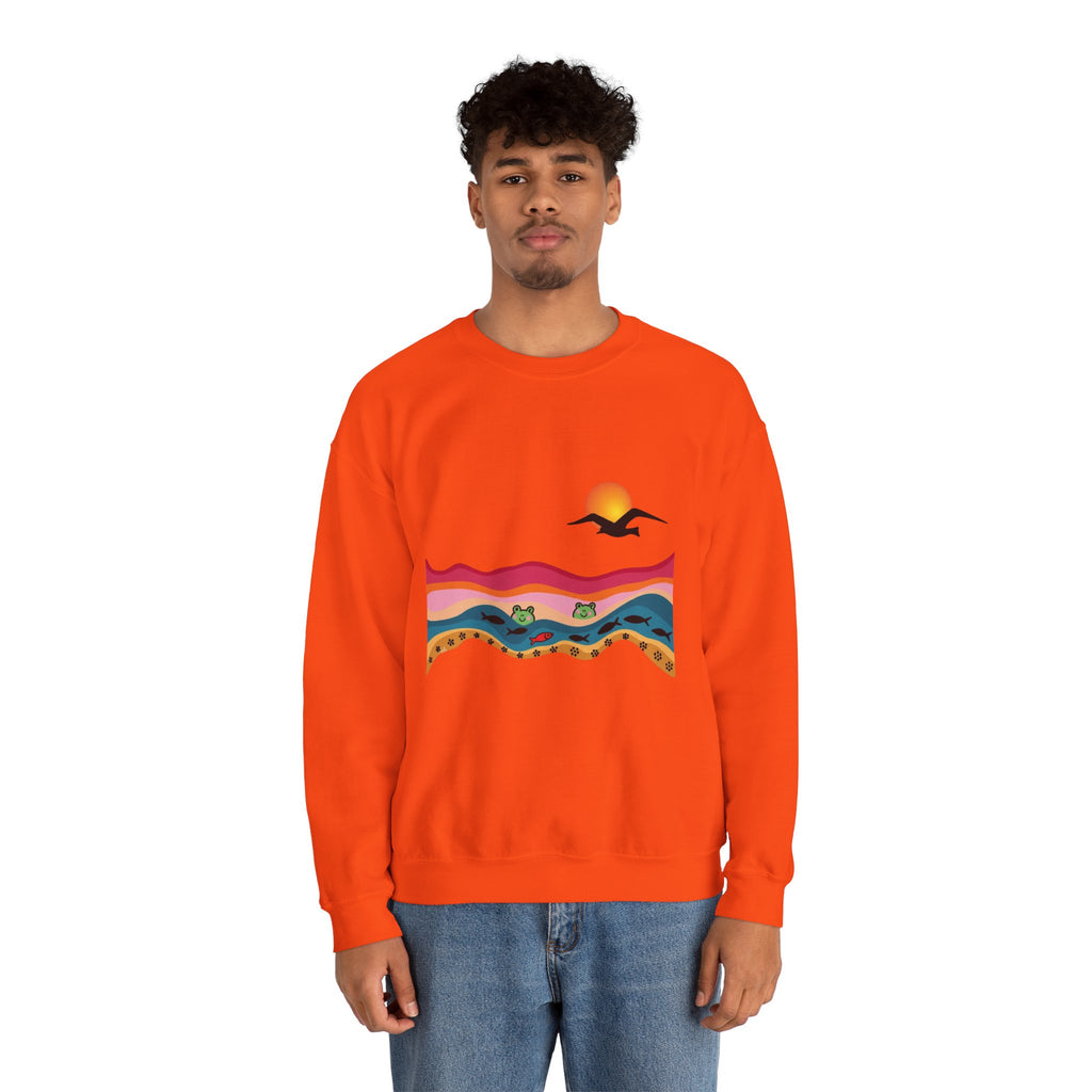 Desert Sunset Landscape Sweatshirt | Sunset Dunes with Road and Bird