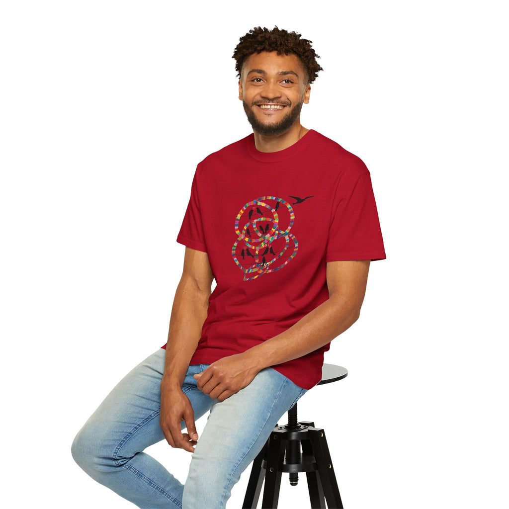 Bird Flight Graphic T-Shirt — Colorful Ring Silhouette Tee