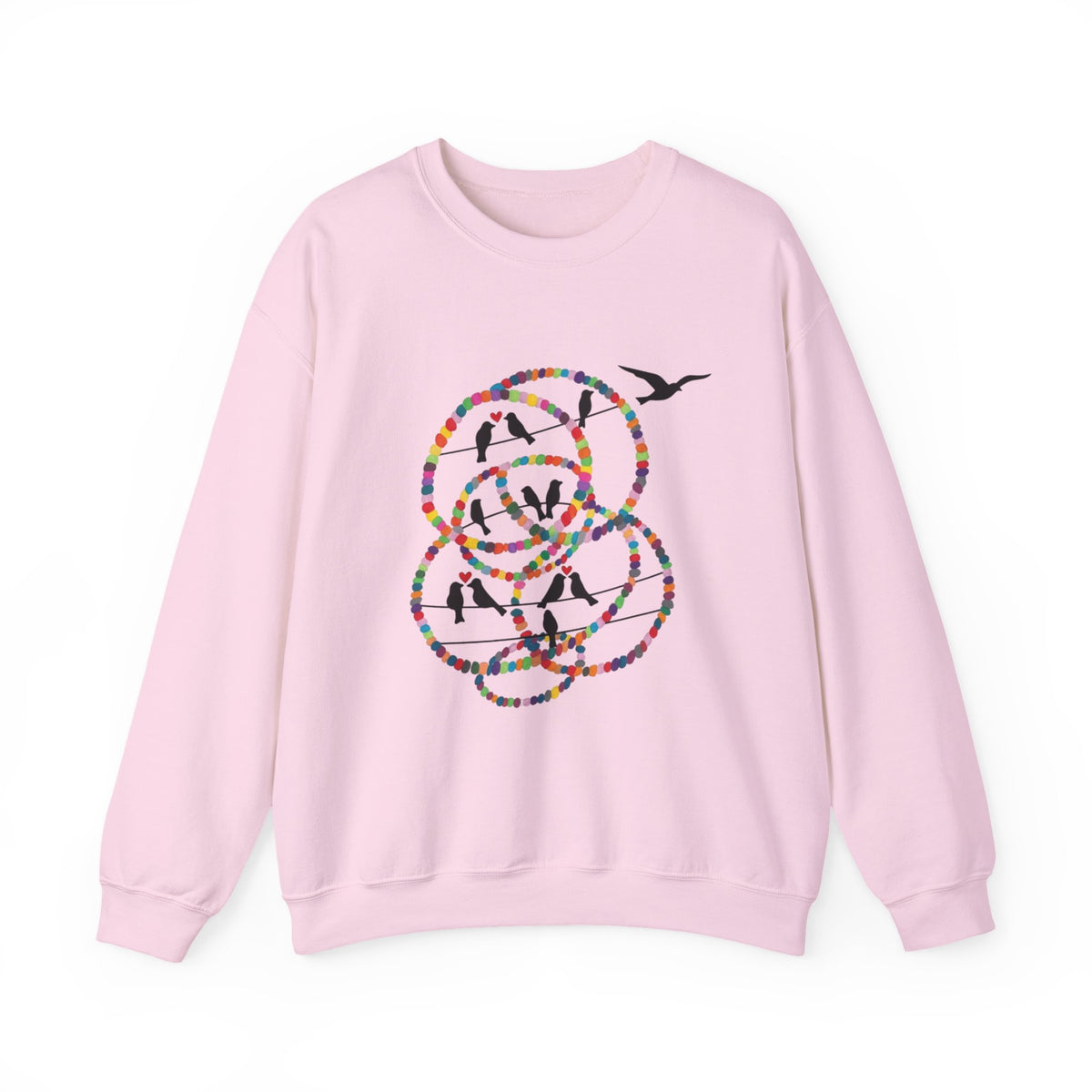 Colorful Hoop Birds sweatshirt | Minimal Circles Bird Silhouette Crewneck