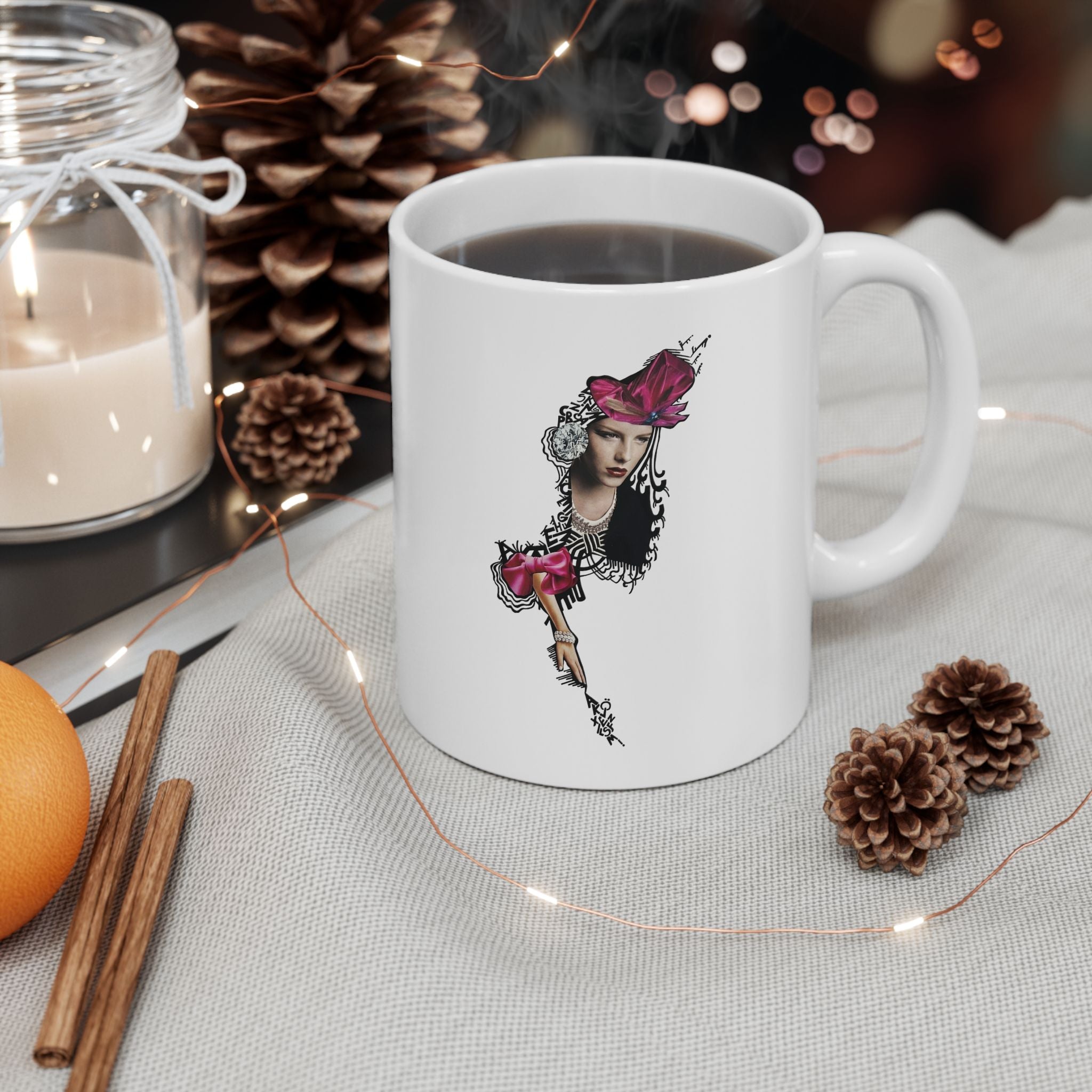 Rose Skeleton Illustration Mug | Floral Bone Anatomy Ceramic Mug
