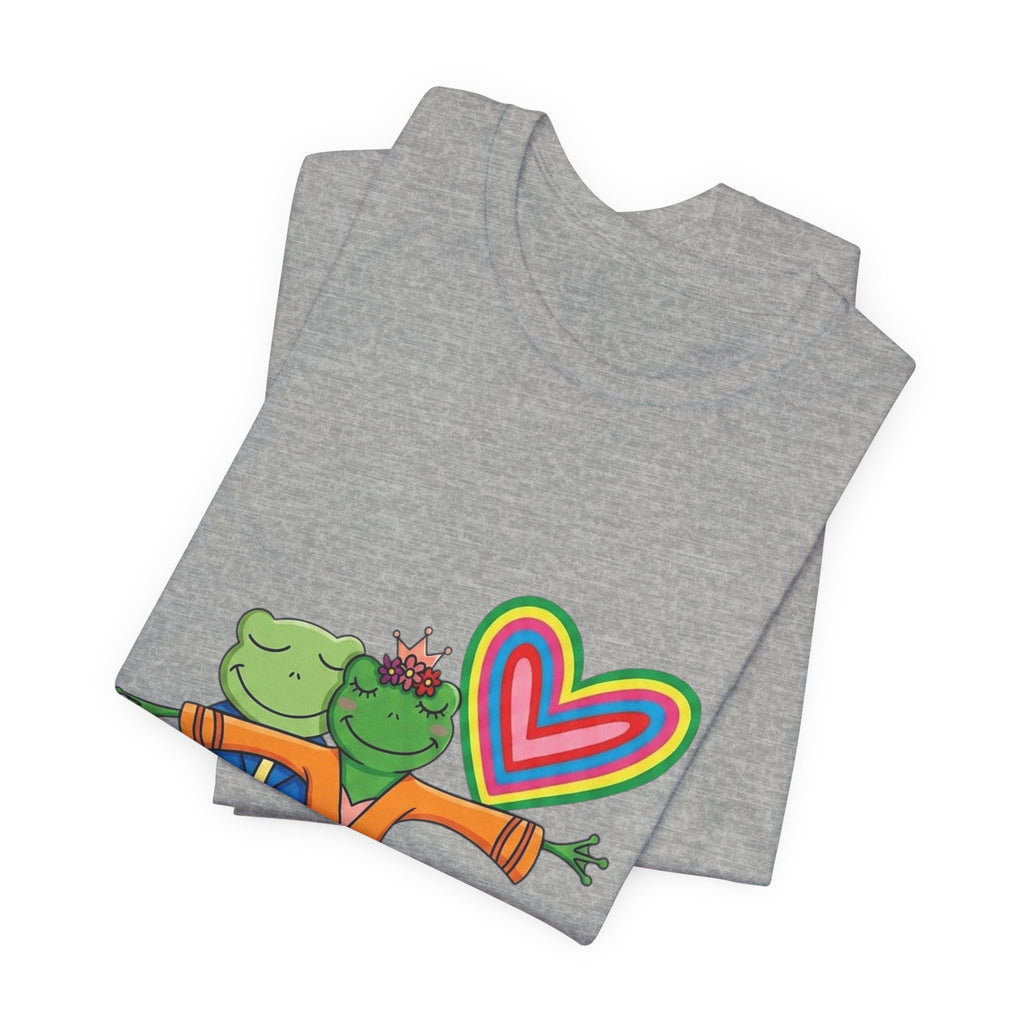 Frog Prince & Princess Couple Tee — Rainbow Heart Love T-Shirt