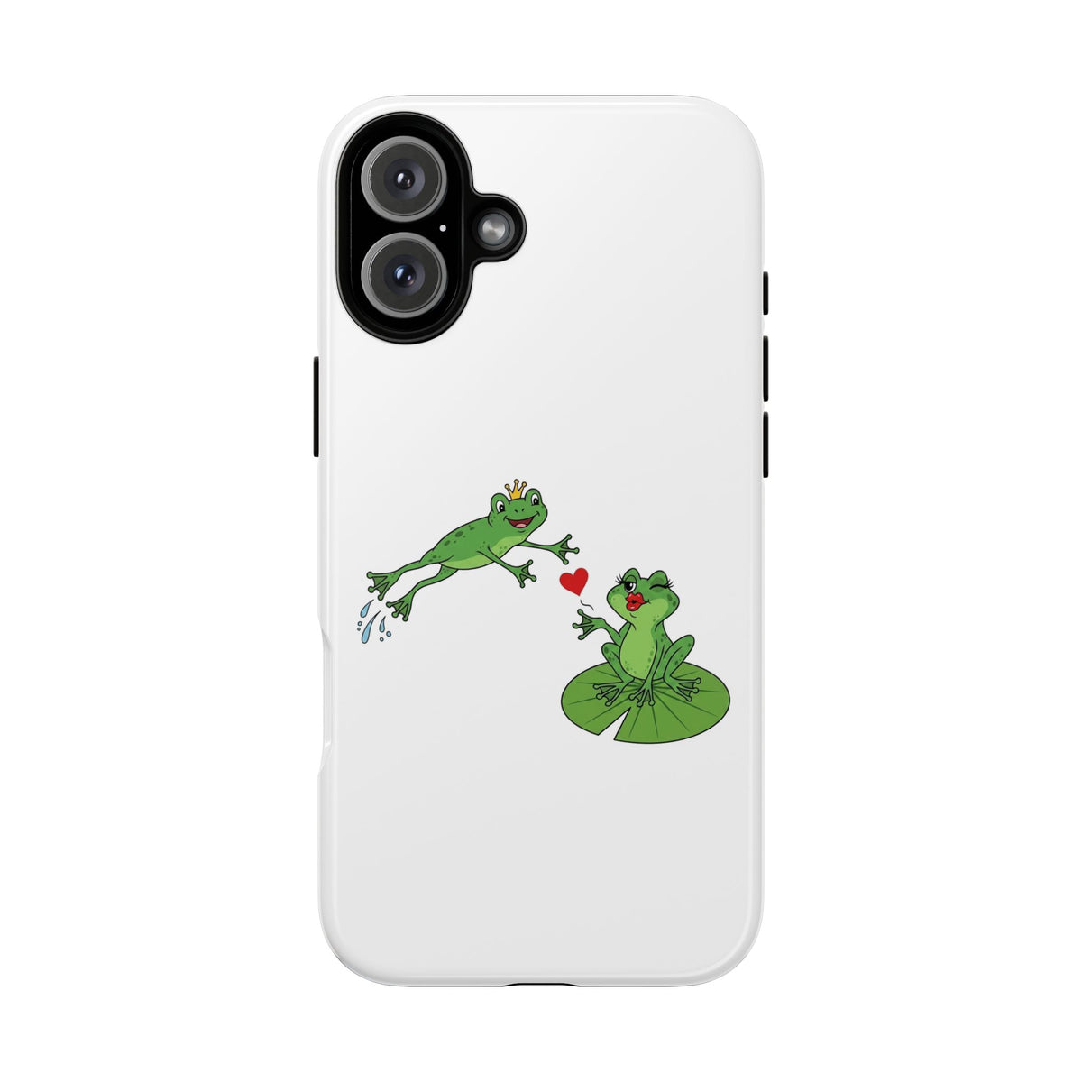 Kissing Frog Illustration Tough Phone Case | Cute Lily Pad Love Design