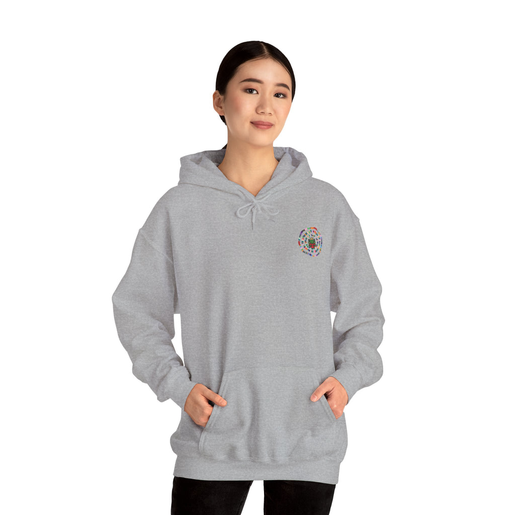 Floral Mandala Logo Hoodie | Small Chest Emblem Sweatshirt