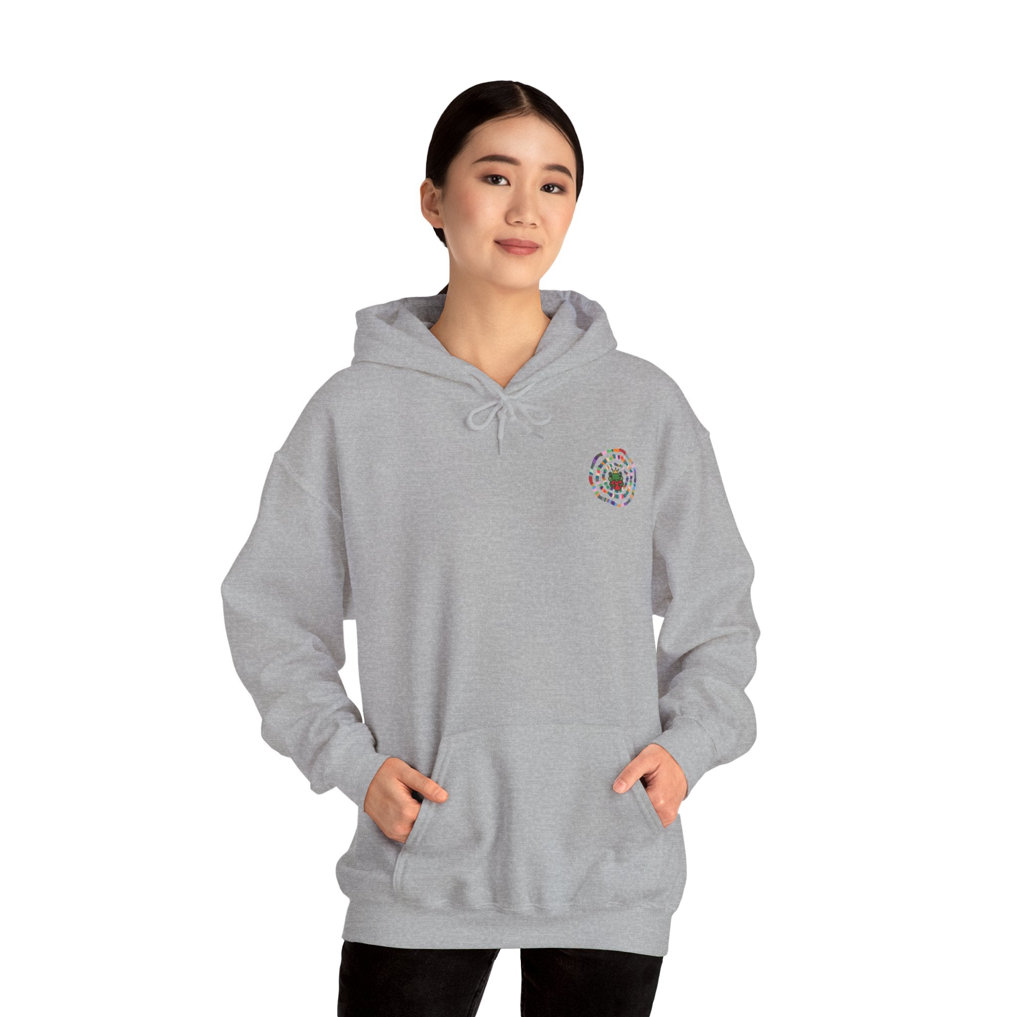 Floral Mandala Logo Hoodie | Small Chest Emblem Sweatshirt