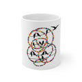 Colorful Beaded Hoop Birds Mug | Silhouette Bird Art, Whimsical Pattern