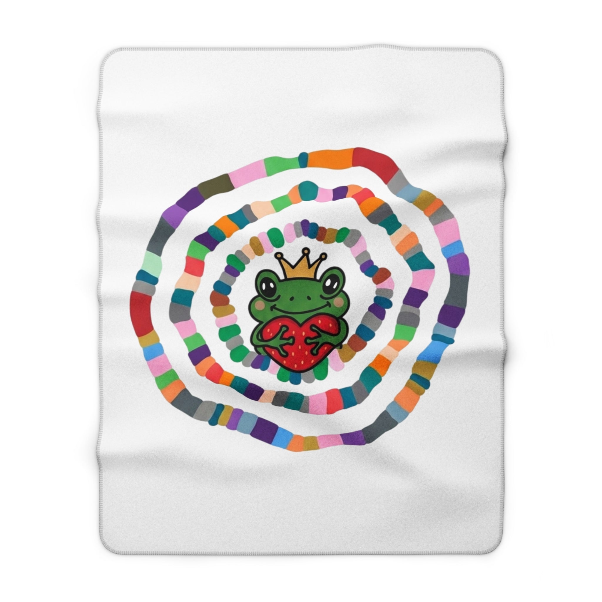 Prince Frog Holding Heart Sherpa Fleece Blanket | Colorful Spiral