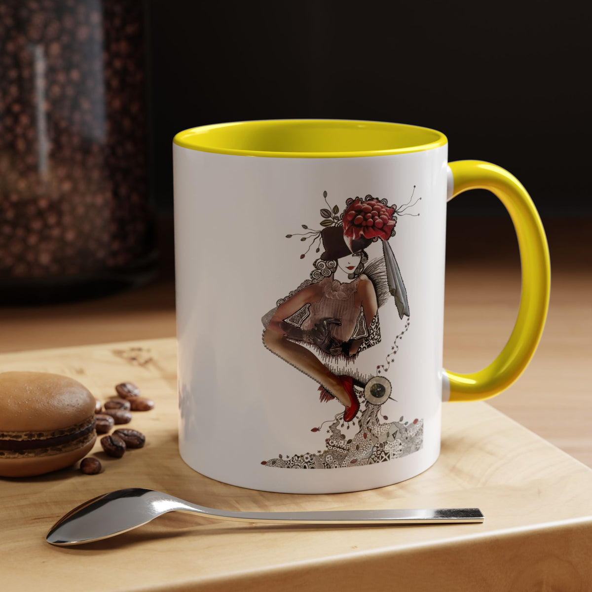 Floral Skull Pinup Mug | Accent Coffee Mug