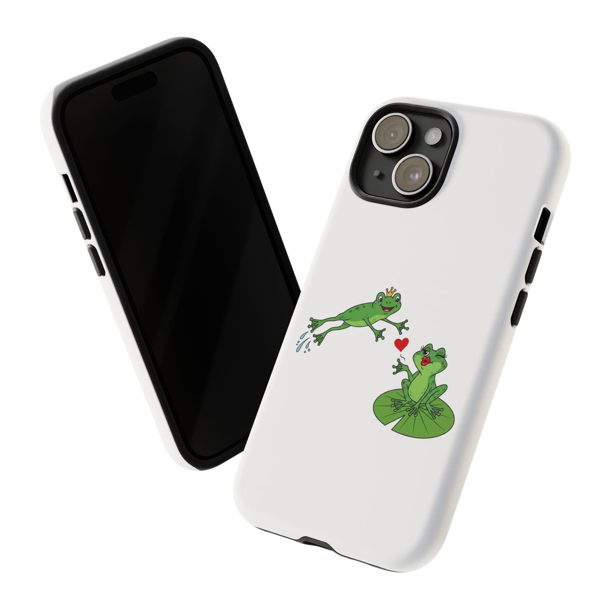Kissing Frog Illustration Tough Phone Case | Cute Lily Pad Love Design