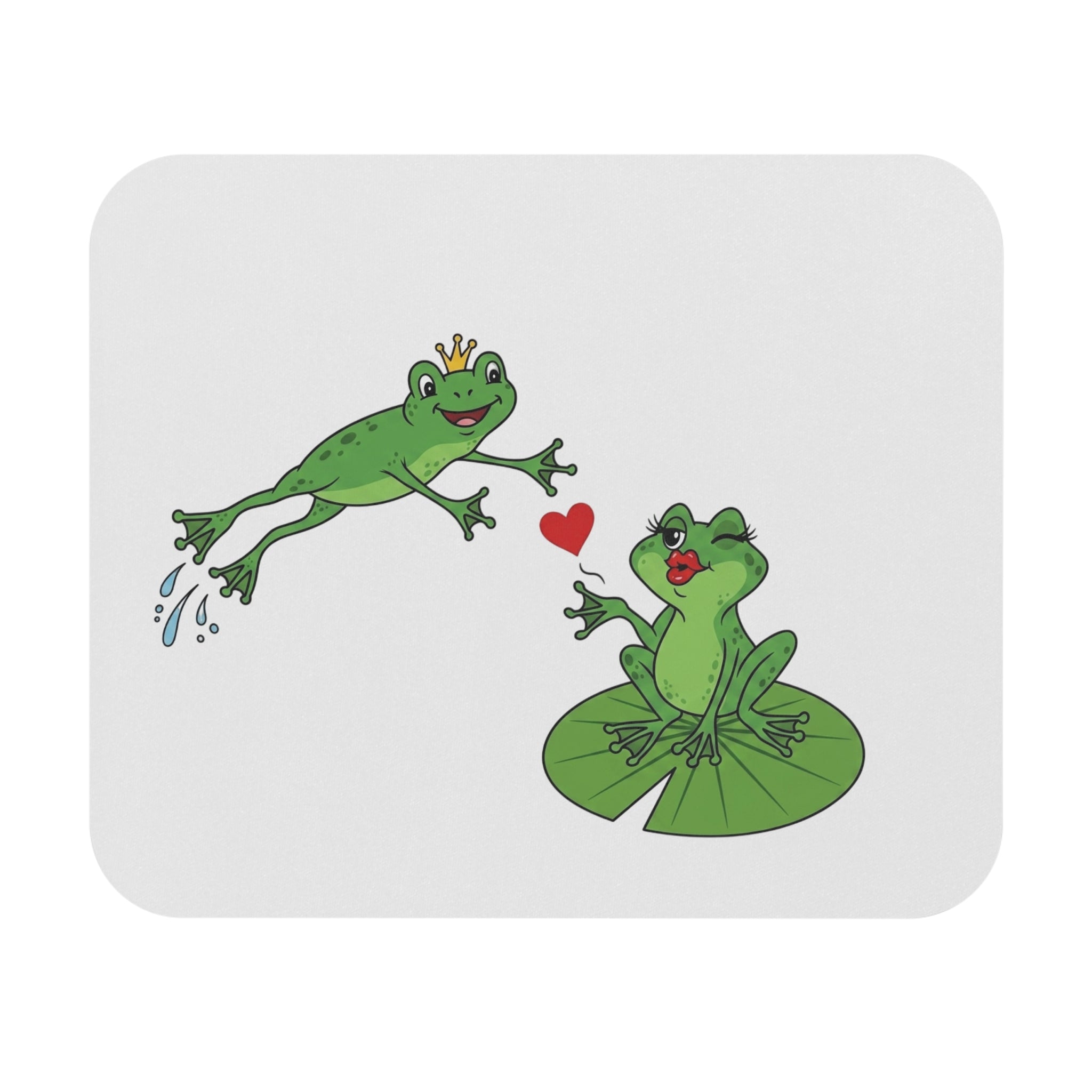 Kissing Frogs Mouse Pad | Cute Frog Prince Lily Pad Love