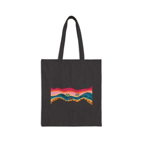 Canvas Tote Bag - Retro Sunset Desert Landscape Print