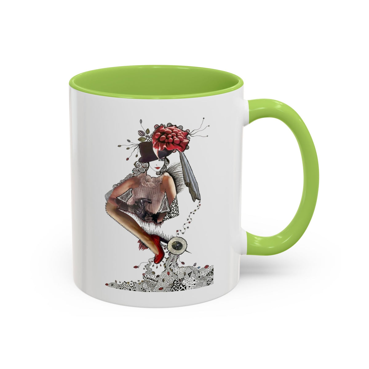 Floral Skull Pinup Mug | Accent Coffee Mug