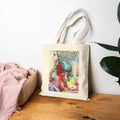 Colorful Abstract Woman Portrait Tote Bag | Watercolor, Mixed Media Art