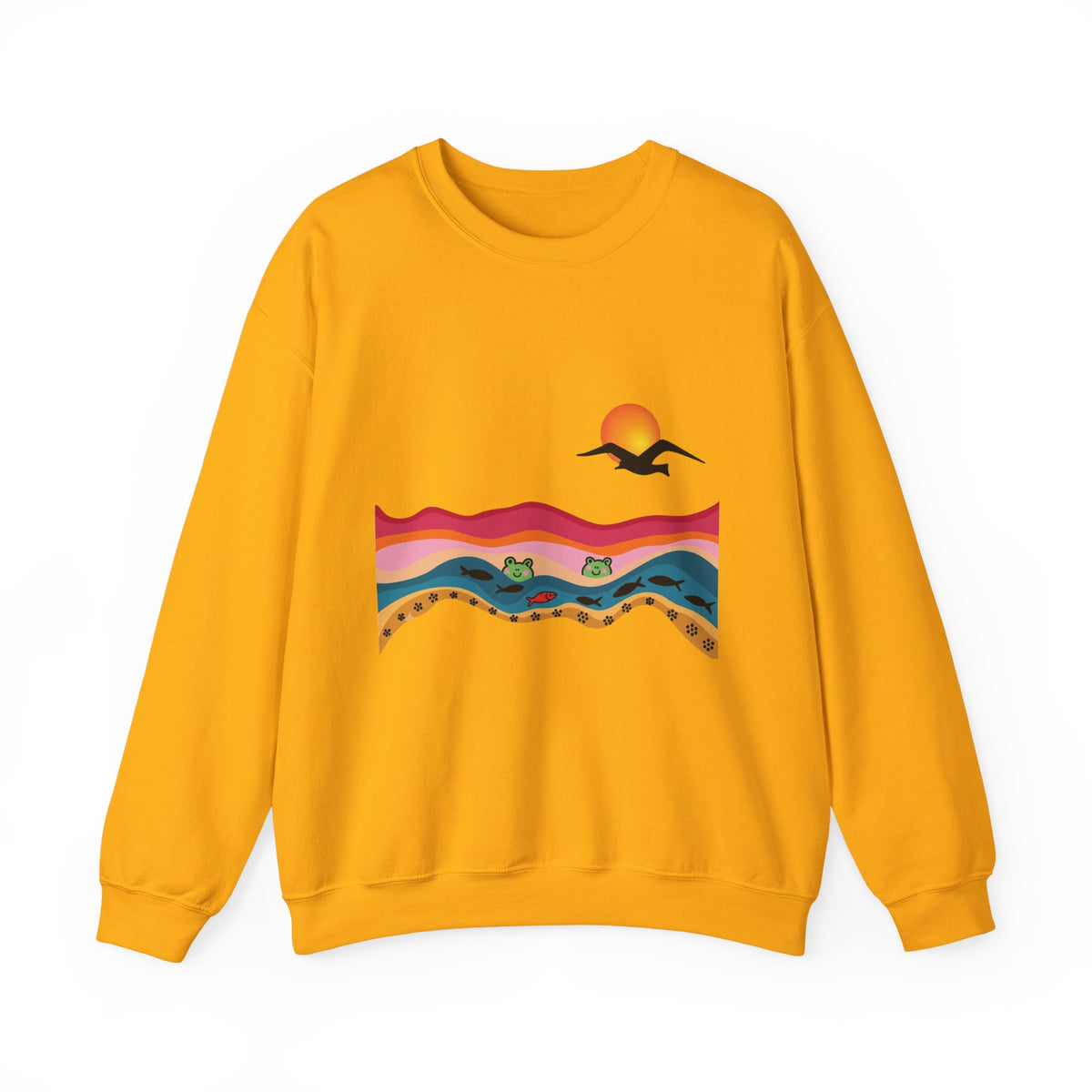 Desert Sunset Landscape Sweatshirt | Sunset Dunes with Road and Bird