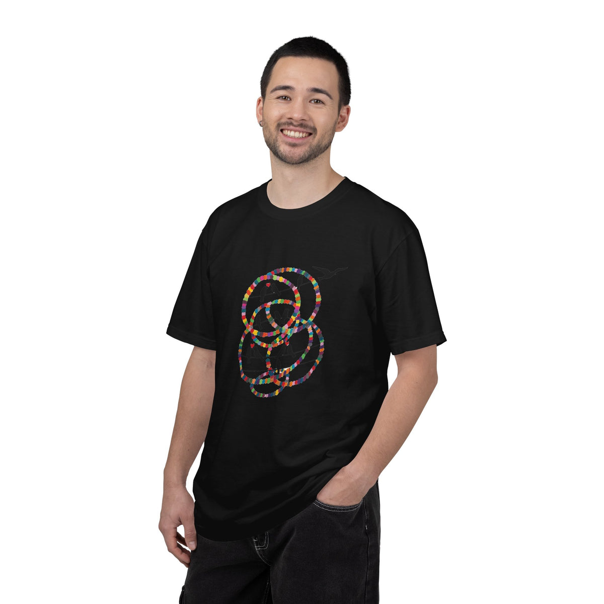 Bird Flight Graphic T-Shirt — Colorful Ring Silhouette Tee