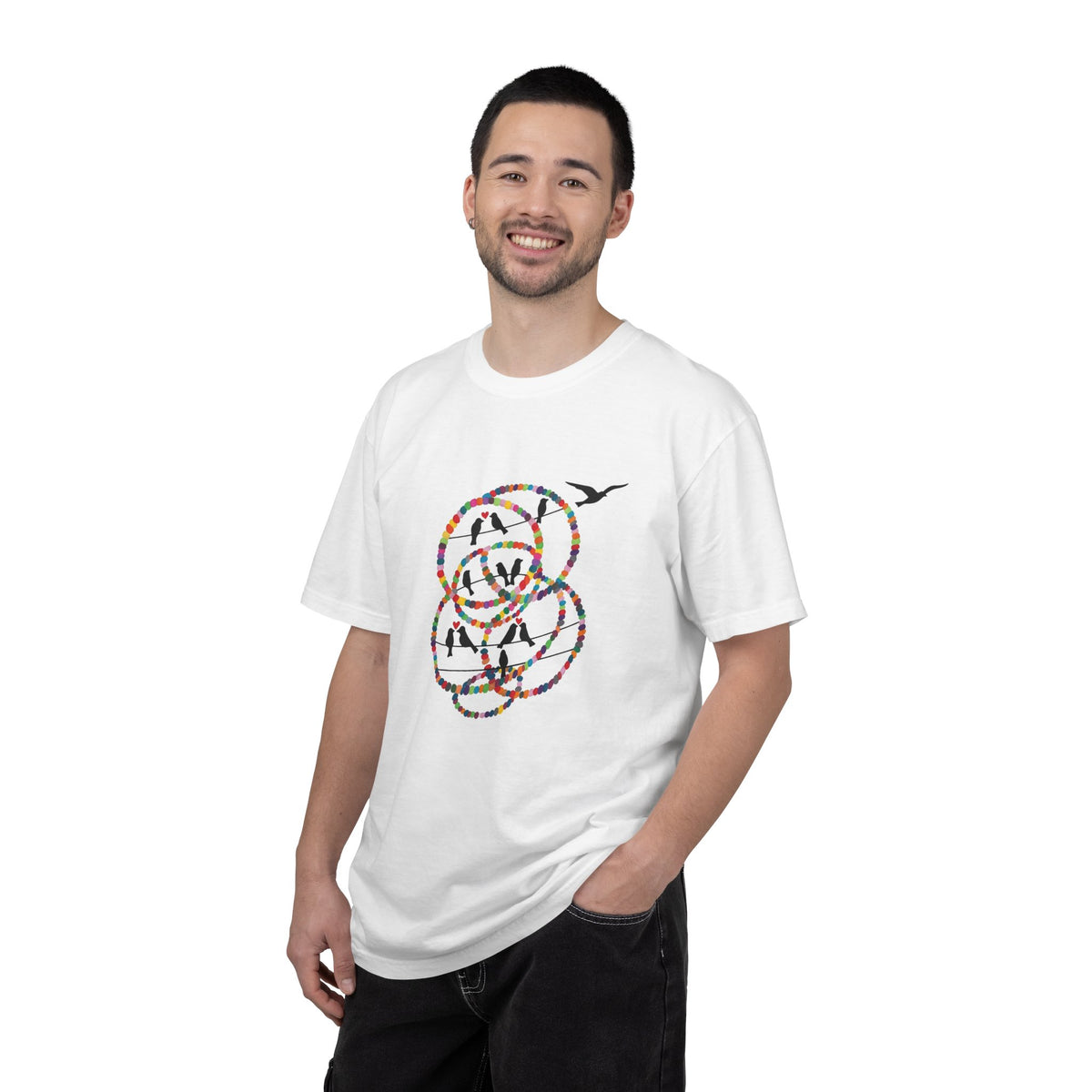 Bird Flight Graphic T-Shirt — Colorful Ring Silhouette Tee